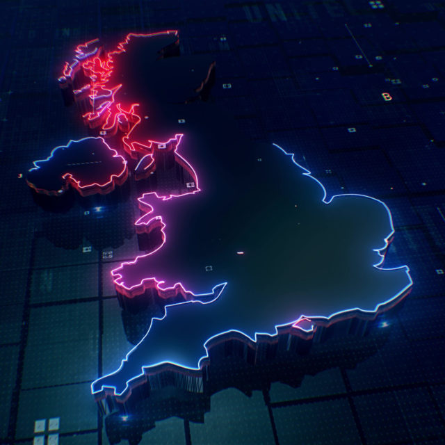 Neon outline UK - Fiscal Implications of Levelling Up & UK Governance Devolution