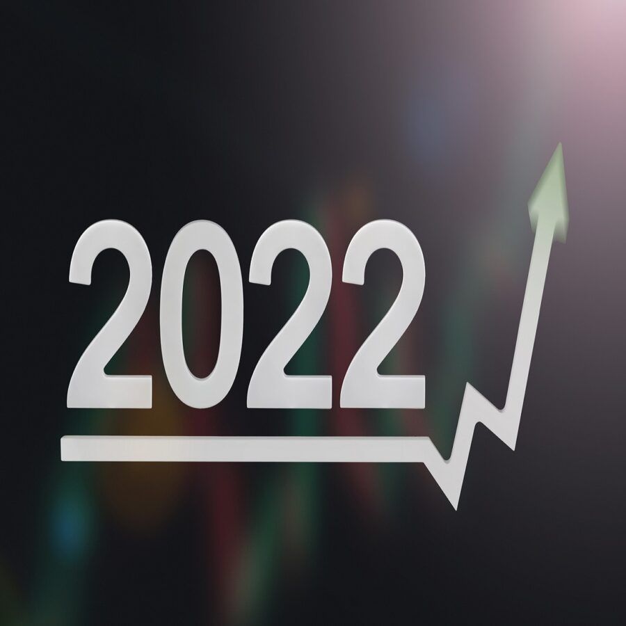 Economic growth in 2022. Rising inflation. Economic recovery on the chart. The arrow on the chart is pointing up. An increase in the interest rate